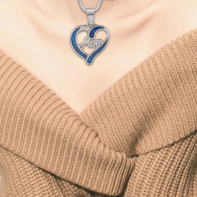 Collar para el día de la madre, regalo de joyería, collar de moda para mujer, collar con colgante de corazón para ella, para festivales, bodas y fiest Color plata
