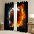 thumbnail image 5 of Manfei 3D Brown Rugby Blackout Curtains Set of 2 (52x84 Each) for Boys, Fire and Water Window Curtains, Modern Ball Sports Curtains and Drapes, Window Curtains Decor, 5 of 6