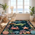 thumbnail image 3 of Design&I 5'x7' Ultra Soft Area Rug, Sea Turtle Ocean Life With Whale Crab And Marine Animal Border None Fluffy Washable Non Shedding for Bedroom Living Room Home Office, 3 of 7