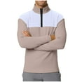 thumbnail image 1 of RXMEKW Top Coat Men, Stand-Up Collar Sports Top with Half Zip and Color Blocks, 1 of 7