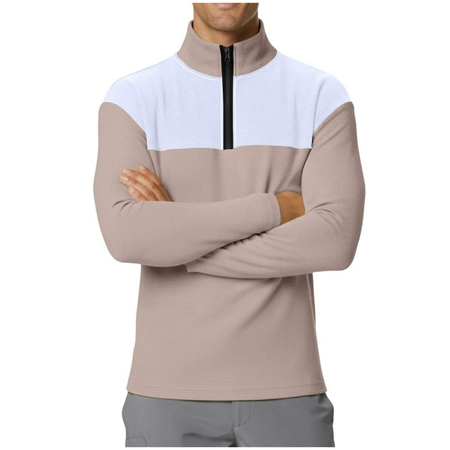 RXMEKW Top Coat Men, Stand-Up Collar Sports Top with Half Zip and Color Blocks