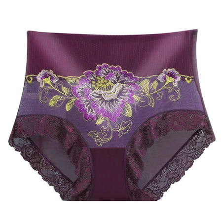 YHGFVOKJ Womens Underwear Lace Lightweight Seamless Plus Size No Line Panties Sexy Sheer Hipster Thongs Brief Bikini Underwear Purple M