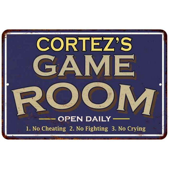 CORTEZ'S Blue Game Room Sign Metal 8 x 12 High Gloss Metal 208120002090