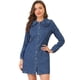 thumbnail image 1 of Allegra K Vestido de mezclilla de manga larga con botones y cuello Peter Pan para mujer Azul S, 1 of 6