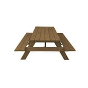 HomeRoots Wood Brown Solid Wood Outdoor Picnic Table Umbrella Hole