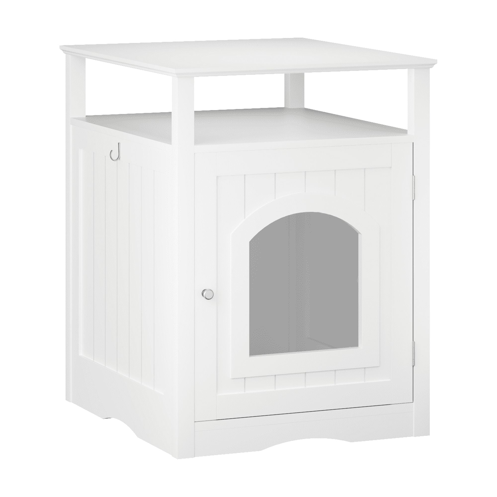 Cat Litter Box Enclosure Furniture, Indoor Wooden Cat House with Enclosed Cabinet, Hidden Litter Box Furniture with Storage Shelf, Modern Cat Condo Side Table for Living Room or Bedroom