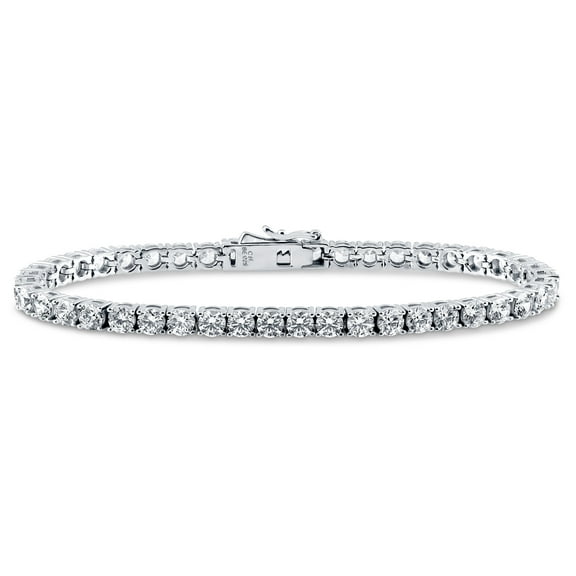BERRICLE Sterling Silver Round Cut Cubic Zirconia CZ Fashion Tennis Bracelet for Women, Rhodium Plated, 7.5 inch