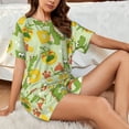 thumbnail image 4 of Balery Cartoon Dinosaurs Conjunto de Pijama para Mujer con Estampado, Dos Piezas de Manga Corta y Shorts, Ropa de Dormir Suave con Cuello Redondo y Bolsillos-Small, 4 of 6