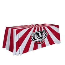 Wisconsin Badgers 6' College Sports Printed Table Throw - NCAA Licensed - Polyester Draped - School Tablecloth (White, Red, Black)