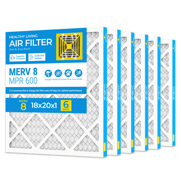 SUIXINEYI 18x20x1 HVAC Pleated MERV8 Furnace Air Condition Filter MPR600 for Home,6 Filters
