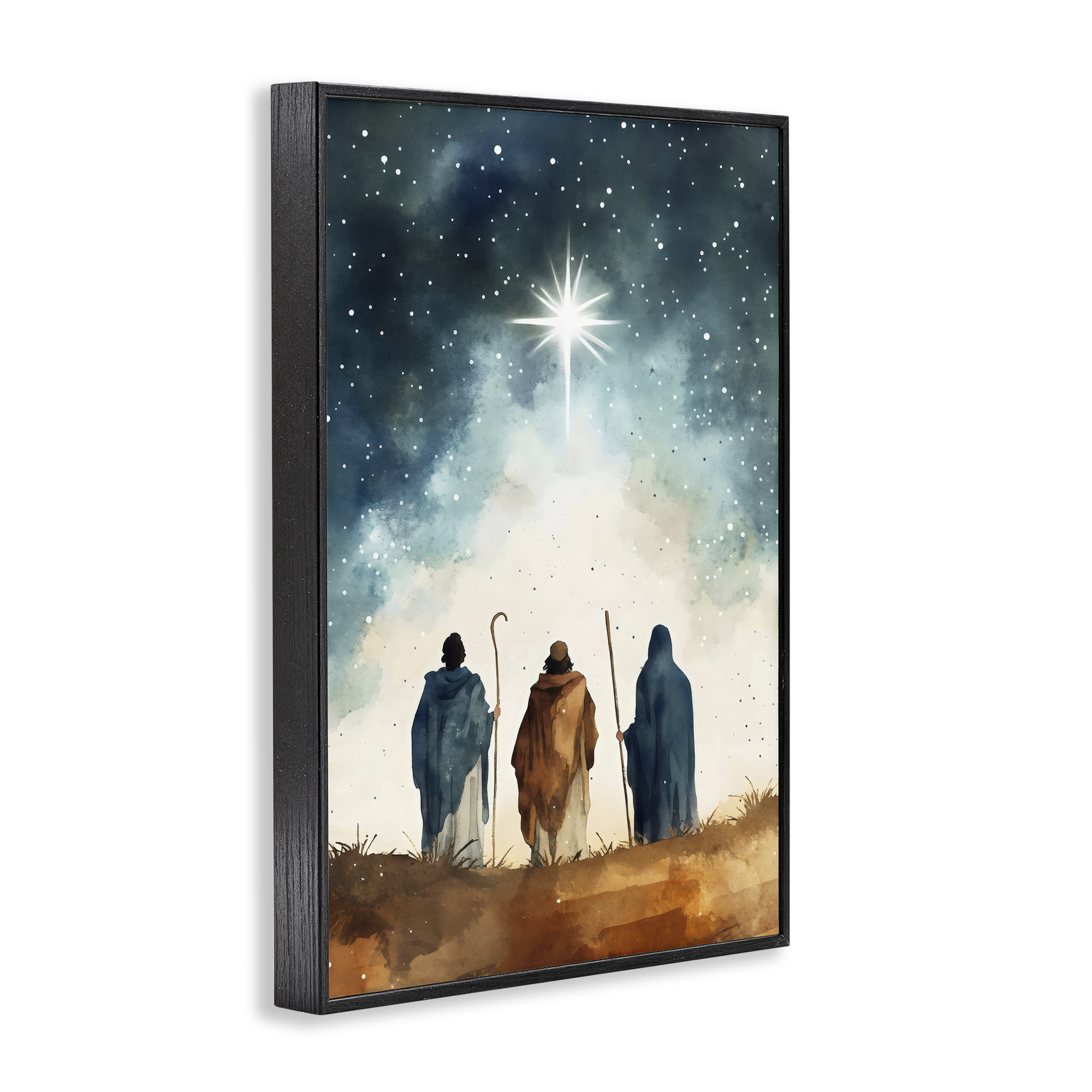 Guided Wisdom Shepherds Black Framed Giclee Art, design by Petal Prints Design