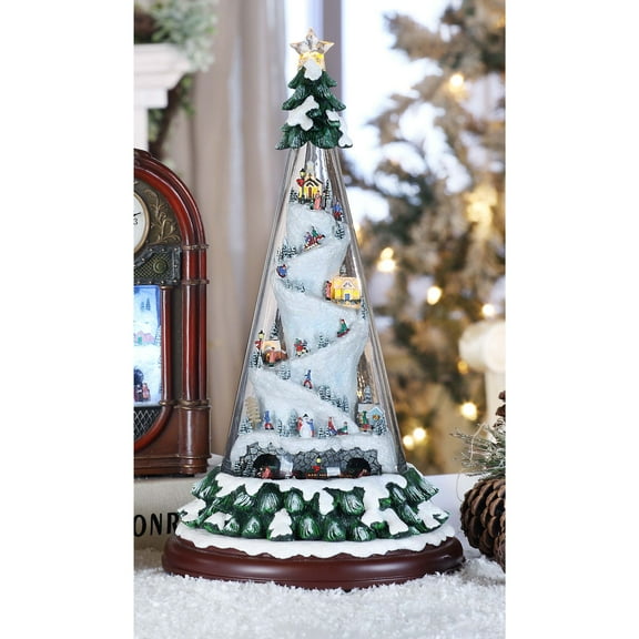 Icy Giftware LED Lighted Musical Twisted Slopes Christmas Tree Decoration - 15"