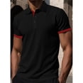 thumbnail image 2 of LTTVQM Mens Polo Shirts Short Sleeve 2026 Summer Casual Golf Shirts Collared Textured Slim Fit Button Men's Polo T Shirts Black 3XL, 2 of 5