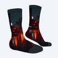 thumbnail image 2 of Four Seasons Universal Socks (2 Pairs) - Vibrant Urban Night Scene Design Mixed Color Unisex Trendy Socks with Glossy Street, 2 of 5