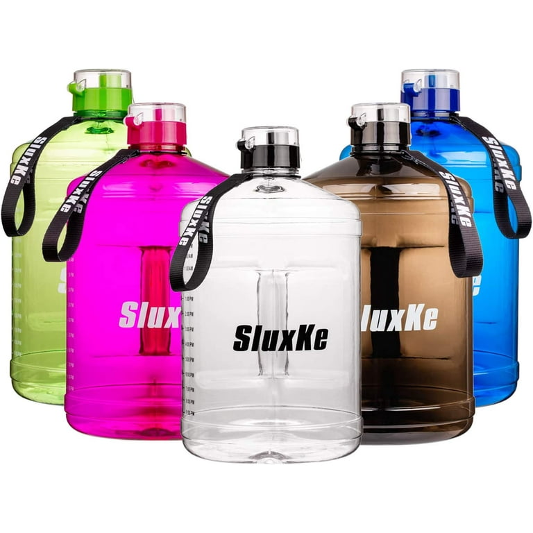 SLUXKE 1 Gallon Water Bottle with Time Marker and Straw, BPA Free 128oz  Leak Proof Motivational Large Water Bottle Jug with Handle, Pop Up Open  Sports Big Bottle Jug with Comfortable Silicone