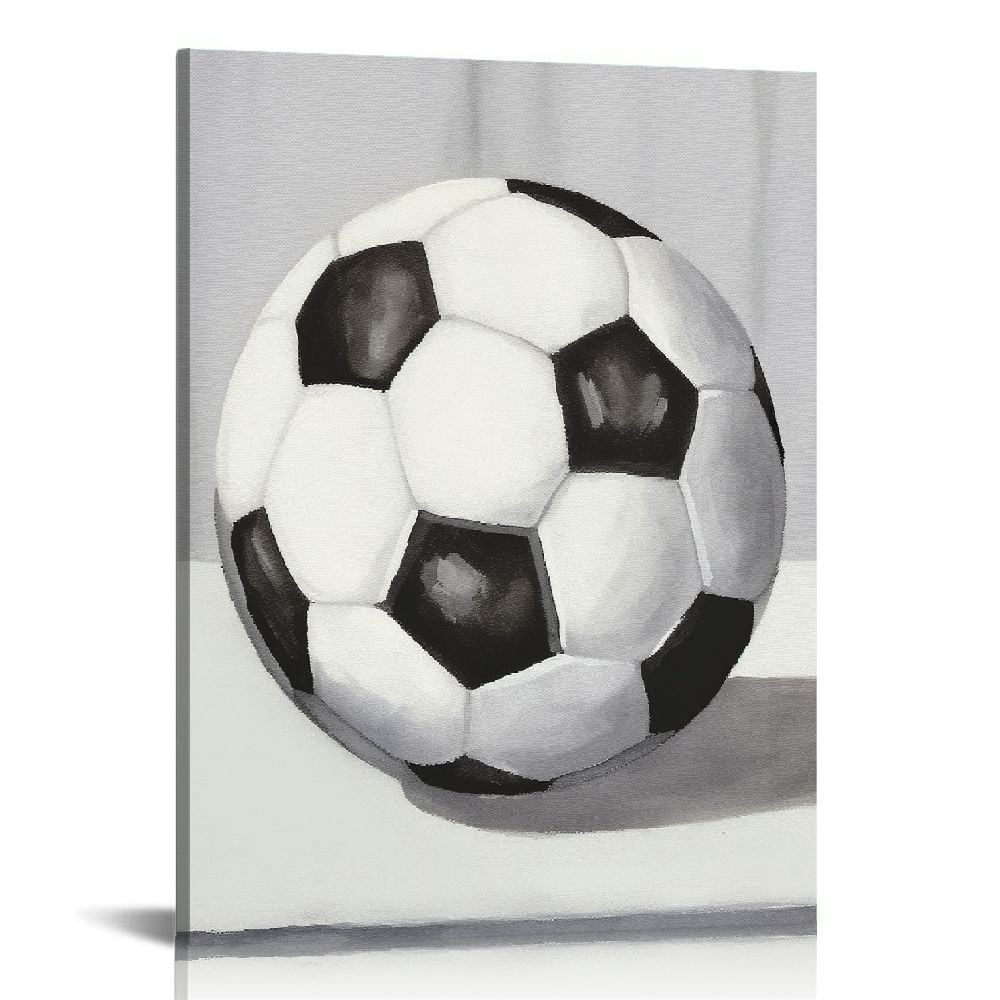 COMIO Boys Room Decor Sports Decor for Boys Bedroom Rustic Soccer Football Pictures Wall Art Canvas Vintage Ball Painting Sports Nursery Playroom Artwork Home Decorations