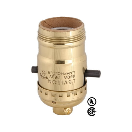 Leviton Electrolier Socket - Leviton Solid Brass Uno Thread Shell, W/Side Outlet Cap, Push-Thru Socket