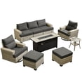 thumbnail image 6 of XIZZI Wicker Patio Furniture 9 Pieces Rattan Outdoor Conversation Set All Weather Outside Sectional Sofa Set with Swivel Chair and Fire Pit Table for Backyard, Black, 6 of 10