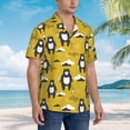 thumbnail image 6 of Uemuo Cartoon Bear Yellow Printed Regular Fit Short Sleeve Casual Hawaiian Shirt for Men,Aloha shirt,Tropical shirt,Floral print shirt,Vacation Beach shirt-, 6 of 9