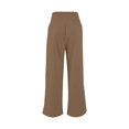 thumbnail image 4 of Cotton Linen Pants Women Smocked High Waisted Split Wide Leg Pants Summer Flowy Vacation Beach Pant with Pockets 2025, Light Brown XXL, 4 of 7