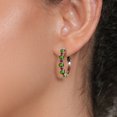 thumbnail image 3 of Gem Stone King 925 Sterling Silver Green Tourmaline and Red Created Ruby Hoop Earrings for Women (2.90 Cttw, Round 4MM and 1.9MM, Gemstone Birthstone 1 inch Diameter), 3 of 4