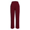 thumbnail image 4 of Ladies Casual Pants Buttons Solid High Waisted Wide Leg Drawstring Elastic With Pockets Woman Pants Wine XL, 4 of 4