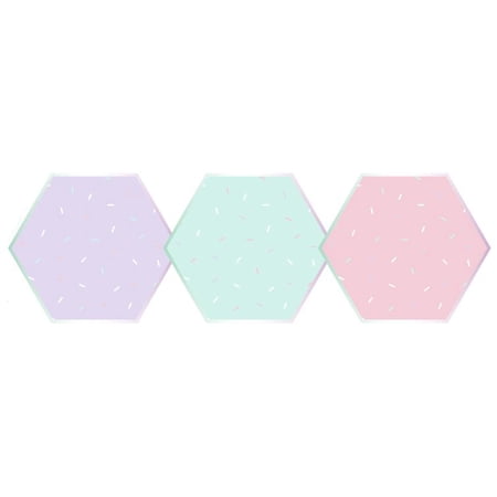 Sprinkles - Pastel Small Paper Plates (18 Count)  Great for Birthdays  Weddings  and Baby Showers