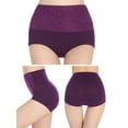 thumbnail image 5 of Buankoxy Women's Cotton Panties High Waist Tummy Control Underwear Stretch Full Coverage Briefs Panties,6-Pack,Size 10, 5 of 6