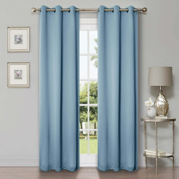 Superior Blackout Solid Light Filtering Grommet Curtain Panel Set, 42"X 84", Light Blue