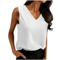 thumbnail image 2 of Women's Solid Color Linen V-Neck Tank Fashion Solid Color Back Pleated Sleeveless T-Shirt Womens Loose Casual Tank Tops Sleeveless Summer Tops, 2 of 9