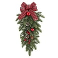 thumbnail image 2 of Christmas Teardrop Swag, Artificial Christmas Swag with Plaid Bow Pine Cone Red Berry, Christmas Swag Teardrop Ornament, Decorative Props Pendant for Front Door Wall Hanging Decor,19.69 inch, 2 of 5