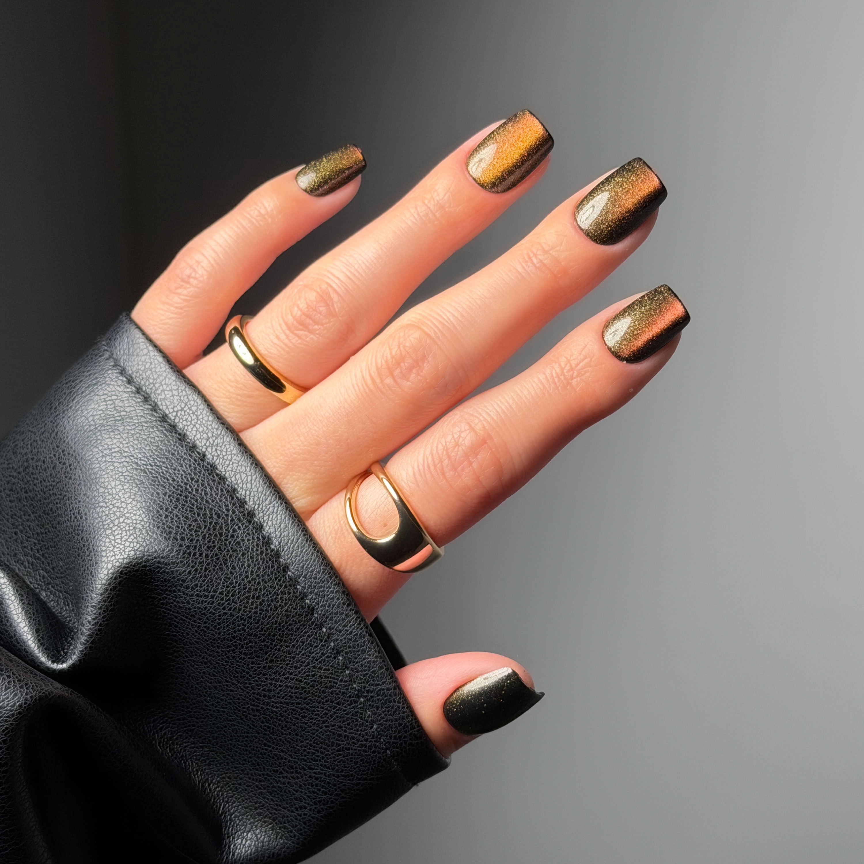 Salon Perfect Halloween Chill Short Square Press-On Nails with Glue & File, Brown Magnetic, 30 Pieces