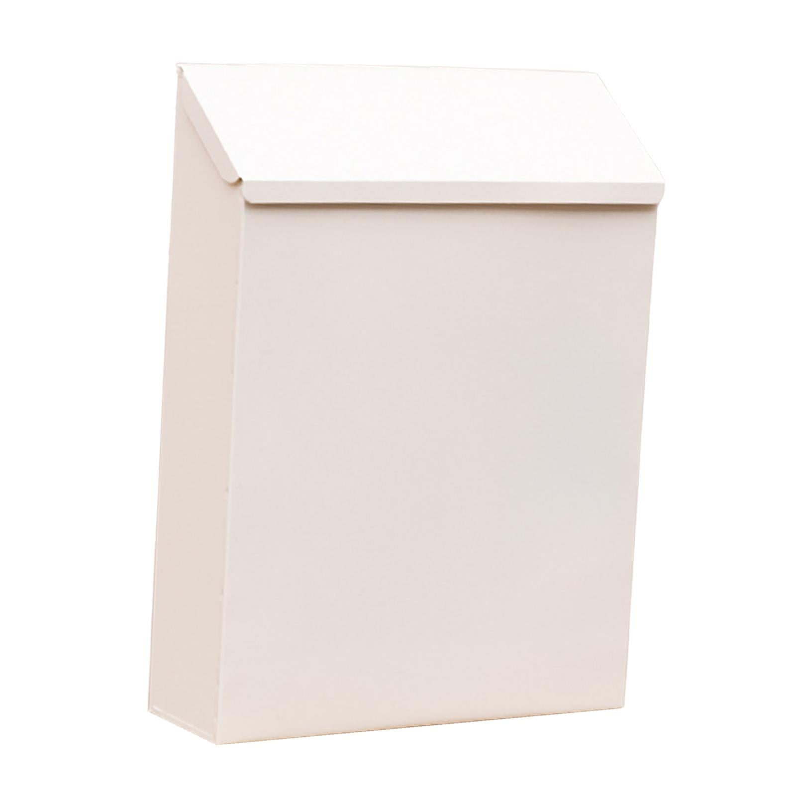 Baoblaze Drop Box with Lock Decorative Rainproof Letter Box Wall Mounted Mailbox for Home white