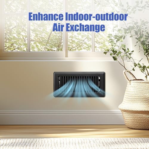 Floor Vent Covers, 4x10 Floor Register Heavy Duty Steel Vent Covers for Home Floor and Sidewall, Heat Air Vent Covers with Easy Adjust Air Supply Lever, Rust Proof Finish Air Registers Black, 10 Pack