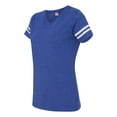 thumbnail image 2 of Women's Football V-Neck Fine Jersey Tee Color Vintage Royal/ White Medium Size, 2 of 4