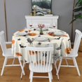 thumbnail image 2 of Beige Halloween Pumpkins Ghosts and Bats Round Tablecloth 60"x60",Wrinkle Wipeable Table Cloth for Kitchen Dining Room Picnic Patio Party, 2 of 6
