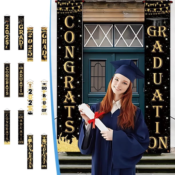 Conjunto de Pancarta de Graduación y Letrero de Bienvenida para Decoración de Interiores y Exteriores, Pared, Puerta, Porche, Fiesta, Ceremonia o Celebración.