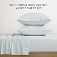 thumbnail image 3 of Noble Linens 4 Piece 100% Cotton Percale Sheet Set in Blue Mist, Queen, 3 of 13