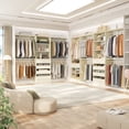 thumbnail image 2 of Homieasy 3-Piece Closet Organizer Bundle with 8FT Double Wardrobe Towers, 9 Wooden Drawers & 8 Hanging Rods + 25''W Freestanding Storage Tower for Walk-in Closets, Heavy-Duty System,White Oak, 2 of 4