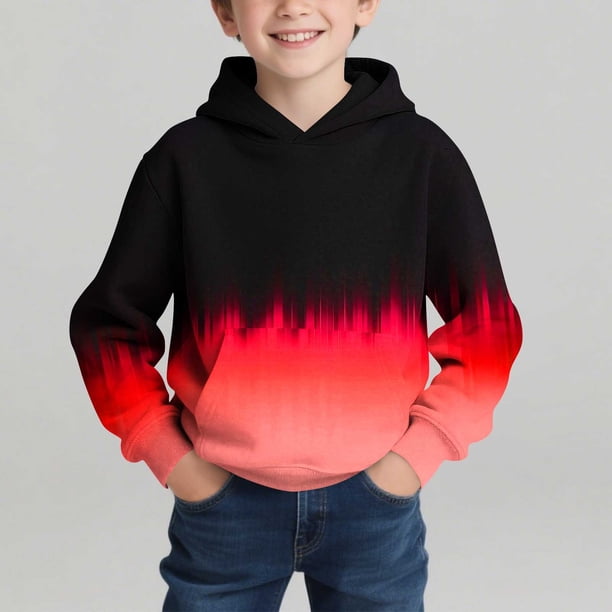 Sudadera con capucha para niño, con estampado de color, manga larga, informal, deportiva, con capucha, manga larga, sudadera con capucha, top con inserciones en los hombros, blusa de poliéster para ni