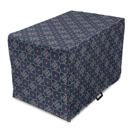 Boho Dog Crate Cover Folk Mediterranean Style Complex Jumble Motifs Easy to Use Pet Kennel Cover Small Dogs Puppies Kittens 7 Sizes Indigo Multicolor by Ambesonne