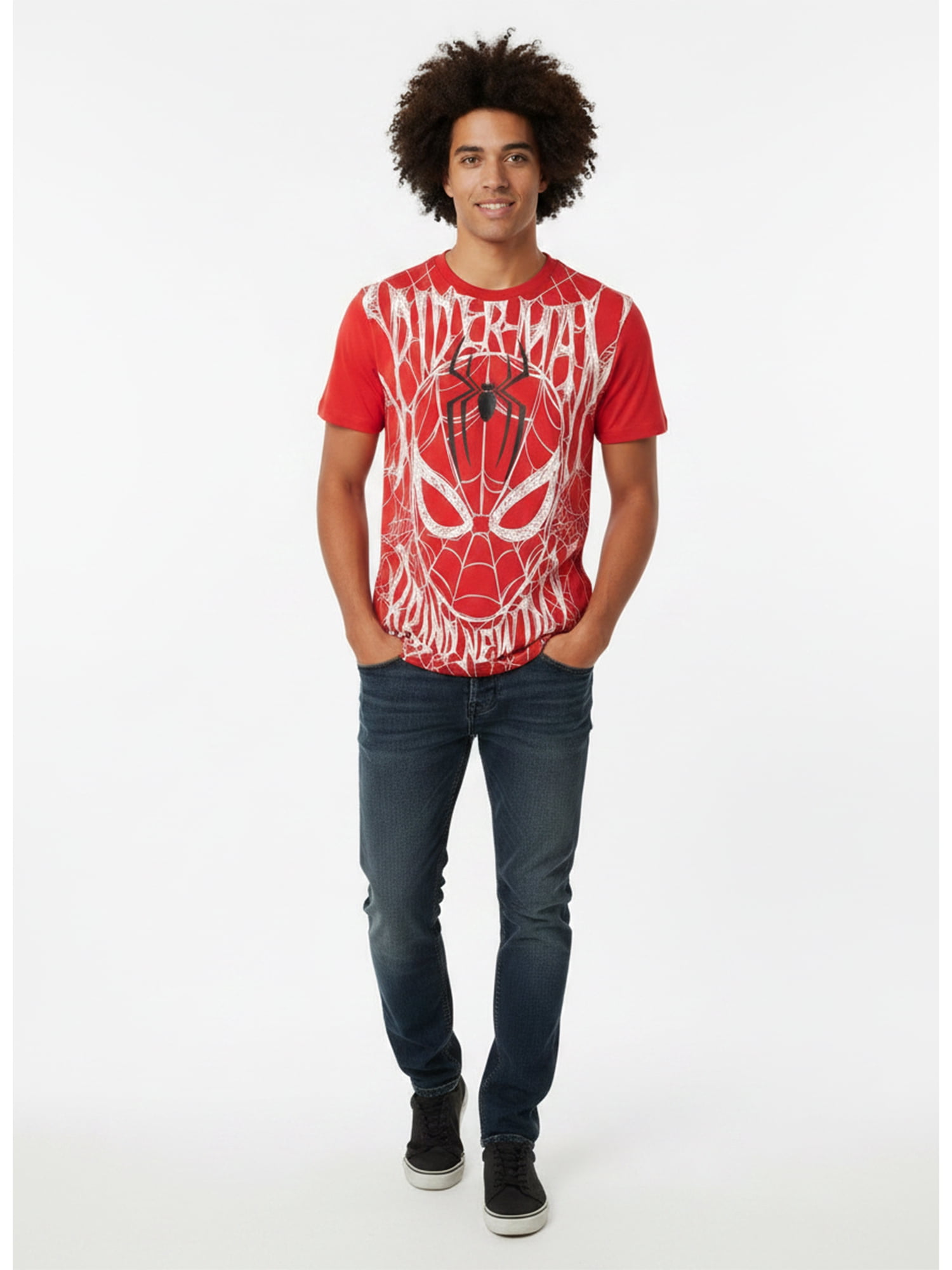 Spider-Man Men's and Big Men's Webbed Spider Graphic Tee, Sizes S-3XL