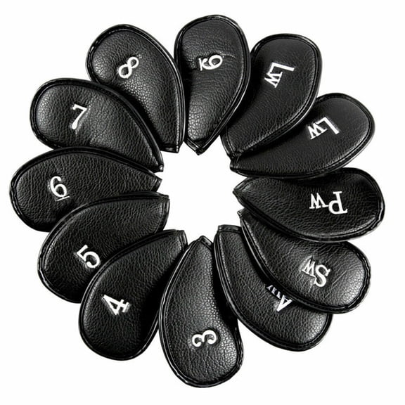 Leather Golf Headcovers Irons Set 12 Pcs Club Iron Head Covers Driver Mallet