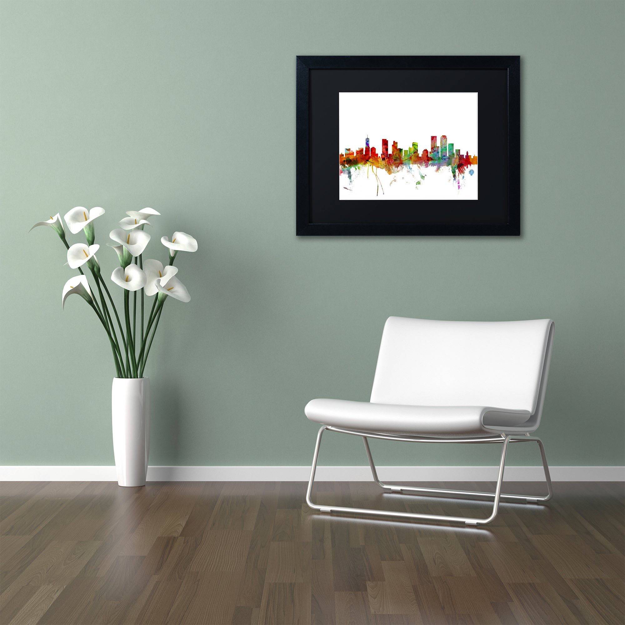 Trademark Fine Art 'Denver Colorado Skyline' Canvas Art by Michael Tompsett, Black Matte, Black Frame