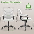 thumbnail image 3 of JONPONY Leather Office Chair, Big and Tall 400lbs Ergonomic Desk Chairs with Back Support, Executive Leather Chair with Wheels for Home Office, 360°Swivel Free, White, 3 of 12