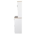 thumbnail image 5 of CQSXDA Tall Wooden Kitchen Cabinet with Top and Bottom Enclosed Cabinet Space，2 Drawers, Kitchen Pantry Storage Cabinet ，Open Space for Microwave, (White), 5 of 10