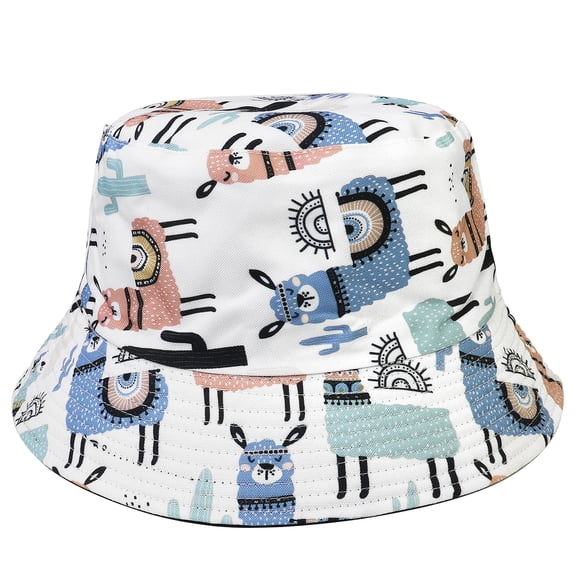 Sheep Reversible Bucket Hat For Men Women Summer Travel Beach Outdoor Fishing Hat 100% Cotton - J896-White
