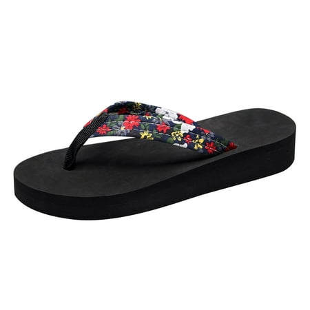 

Women Thick Heel Slippers Flat Fashionable Sandals Middle Heel Beach Summer Clip Toe Herringbone Slippers