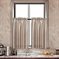 thumbnail image 2 of GYROHOME 3 Panels Gold Rod Pocket Faux Silk Sheer Curtains Solid Color Set with 2 Tiers 26x24 inch Each and 1 Valance 52x14 inch for Kitchen Bathroom, 2 of 5