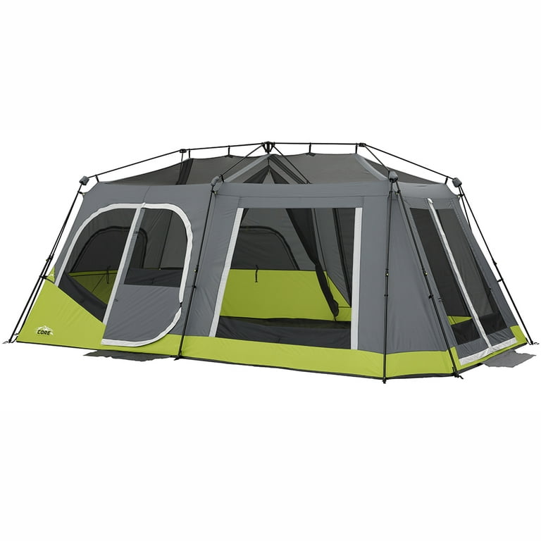 CORE 12 Person Instant Cabin Tent, 3 Room Tent for Family with Storage  Pockets for Camping Accessories